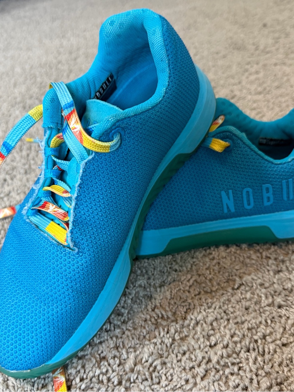 NOBULL Bright Blue Women's Sneakers with Multicolor Laces - Picture 3 of 5